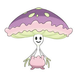 artist_request full_body gen_7_pokemon mushroom nintendo no_humans official_art pokemon pokemon_(creature) pokemon_focus pokemon_sm shiinotic simple_background smile solid_oval_eyes solo straight-on third-party_source white_background