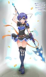 blue_hair coin farina_(fire_emblem) feathers fire_emblem fire_emblem:_the_blazing_blade lance money polearm skirt weapon