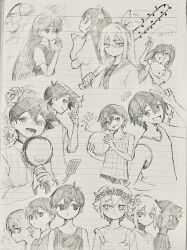 4boys 6+girls 8_31sammer antenna_hair aubrey_(faraway)_(omori) aubrey_(headspace)_(omori) aubrey_(omori) ball baseball_bat basil_(faraway)_(omori) basil_(headspace)_(omori) basil_(omori) bow closed_mouth collarbone collared_shirt flower frying_pan greyscale grin hair_bow hair_flower hair_ornament hairband head_wreath hero_(faraway)_(omori) hero_(headspace)_(omori) hero_(omori) highres holding holding_ball holding_baseball_bat holding_frying_pan holding_stuffed_toy jacket kel_(faraway)_(omori) kel_(headspace)_(omori) kel_(omori) lily_of_the_valley long_hair long_shirt long_sleeves looking_at_another looking_at_viewer mari_(faraway)_(omori) mari_(headspace)_(omori) mari_(omori) monochrome mr._plantegg_(omori) multiple_boys multiple_girls nail_(hardware) nail_bat neckerchief omori omori_(omori) open_mouth overalls pajamas rose shattered_omori_(omori) shirt short_hair short_sleeves smile sparkle spatula speech_bubble stranger_(omori) stuffed_eggplant stuffed_toy sunny_(omori) sweater_vest t-shirt tank_top traditional_media translation_request v
