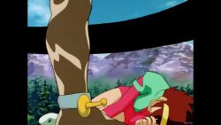 Rule 34 | 1girl, animated, anime screenshot, belt, blue eyes, boots, breasts, brown hair, cleavage, dress, earrings, fainting, g gundam, gundam, hairband, highres, jacket, jewelry, legs, lipstick, makeup, medium breasts, pink dress, punching, rain mikamura, ryona, skirt, sound, stomach punch, sunrise (company), tagme, thighs, unconscious, video