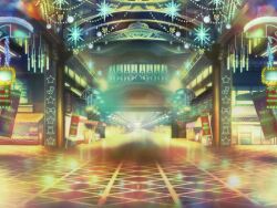 artist_request bow christmas christmas_stocking christmas_wreath game_cg hallway indoors lantern light_rays magia_record:_mahou_shoujo_madoka_magica_gaiden mahou_shoujo_madoka_magica mall night no_humans official_art paper_lantern red_bow scenery sign snowflakes star_(symbol) string_of_light_bulbs sunlight window wreath yellow_bow