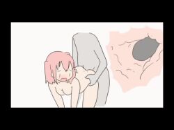 1boy 1girl animated ass blush breasts closed_eyes colored_skin completely_nude cum cum_in_pussy ejaculation grey_skin hetero internal_cumshot itagaki_super_dx kaname_madoka mahou_shoujo_madoka_magica medium_hair nude penis pink_hair pussy sex sex_from_behind simple_background tagme twintails video white_background