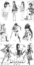 2girls ass bikini butt_crack diablo_(series) diablo_3 gun monochrome multiple_girls rifle sniper_rifle swimsuit tagme weapon