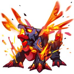 breath_weapon breathing_fire cratio_(aquris)_(dragon_village) cratio_(dragon_village) dragon dragon_village_(series) dragon_village_collection fire game_cg lava no_humans official_art third-party_source transparent_background