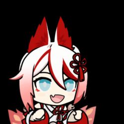 1girl animal_ears animated animated_gif blue_eyes breath_weapon breathing_fire chili_pepper closed_eyes closed_mouth fang feeding fire food fox_ears fox_girl fox_tail fruit hair_between_eyes hair_ornament higokumaru honkai_(series) honkai_impact_3rd japanese_clothes kimono multicolored_hair open_mouth rin_(honkai_impact) sevensietea-ndra simple_background solo strawberry streaked_hair tail white_background white_hair white_kimono