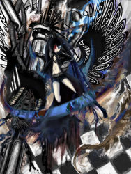 Rule 34 | 10s, 1girl, arm cannon, bad id, bad pixiv id, belt, bikini, bikini top only, black hair, black rock shooter, black rock shooter (character), blood, blue eyes, boots, chain, coat, female focus, flat chest, front-tie top, gloves, glowing, glowing eye, glowing eyes, gun, hair over one eye, highres, hood, huge weapon, jacket, knee boots, lingerie, long hair, midriff, pale skin, satake (pixiv), satake (weed), scar, short shorts, shorts, smile, solo, star (symbol), swimsuit, trench coat, twintails, underwear, uneven twintails, very long hair, weapon, zipper