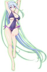 1girl arm_up armpits artist_request bad_source breasts chidorigafuchi_aine highleg large_breasts long_hair masou_gakuen_hxh miyai_kana one-piece_swimsuit swimsuit tagme very_long_hair
