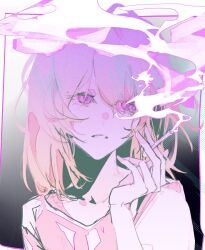 1girl bang_dream! bang_dream!_it&#039;s_mygo!!!!! chinese_commentary cigarette commentary_request highres holding holding_cigarette medium_hair misumi_uika open_mouth purple_eyes purple_theme shirt smoke solo upper_body yi_chuan_xian_hua
