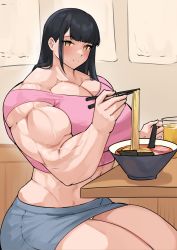 Rule 34 | abs, biceps, highres, large pectorals, musctonk, muscular, muscular female, original, pectorals, thick thighs, thighs, veins