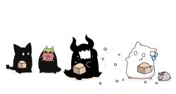 beans cat eating food horns hoshikui mask mask_on_head masu no_humans o_o oni oni_mask original setsubun shoutarou_(shoutarotttt) simple_background virtual_youtuber white_background