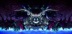 absurdres crown highres horns kirby&#039;s_return_to_dream_land kirby_(series) looking_at_viewer magolor magolor_soul master_crown nintendo no_humans nova_(artist) rayman_limbs signature solid_oval_eyes solo wings