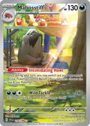 1boy apple artist_name arven_(pokemon) baguette basket blue_pants boots bowl bread card_(medium) chair character_name closed_mouth company_name copyright_name copyright_notice dog english_text eyes_out_of_frame flower food fruit grapes grass head_out_of_frame ketchup_bottle long_hair long_sleeves mabosstiff maschiff mustard_bottle necktie nintendo official_art okacheke open_clothes open_mouth open_vest pants pear pet_bowl pokemon pokemon_(creature) pokemon_card pokemon_focus pokemon_sv pokemon_tcg purple_necktie sandwich school_uniform shirt shoelaces smile sparkle standing sunlight table tablecloth third-party_source trading_card tree uva_academy_school_uniform vest white_shirt yellow_vest