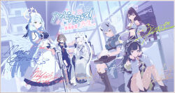 6+girls absurdres animal_ears bag black_gloves black_hair black_hoodie black_mask black_pants black_shoes black_shorts blue_archive blue_dress blue_eyes blue_hair boots brown_boots brown_eyes brown_hair demon_girl demon_horns dog_ears dog_girl dog_tail dress feathered_wings gloves goggles goggles_on_head green_eyes gun hair_between_eyes hand_on_own_cheek hand_on_own_face hat hibiki_(blue_archive) highres himari_(blue_archive) holding holding_bag holding_gun holding_weapon hood hoodie horns jacket long_hair looking_at_viewer mask mine_(blue_archive) misaki_(blue_archive) mouth_mask multiple_girls nurse nurse_cap on_floor pants pantyhose pointy_ears ponytail purple_eyes rifle sena_(blue_archive) shirt shoes short_hair shorts sidelocks sitting skirt sports_bra stomach sumire_(blue_archive) surgical_mask tail tamagore torn_clothes torn_pants twintails weapon wheelchair white_dress white_hair white_hat white_jacket white_pantyhose white_shirt white_skirt white_sports_bra wings