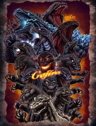 Rule 34 | blue electricity, blue eyes, burning godzilla, character name, claws, crossover, dinosaur, electricity, energy, english text, everyone, extra teeth, fangs, giant, giant monster, gills, glowing, glowing eyes, glowing gills, glowing mouth, glowing spikes, godzilla, godzilla, mothra and king ghidorah: giant monsters all-out attack, godzilla: final wars, godzilla: king of the monsters, godzilla: planet of the monsters, godzilla (1954 movie), godzilla (series), godzilla (shin), godzilla against mechagodzilla, godzilla earth, godzilla singular point, godzilla ultima, godzilla vs. destoroyah, godzilla vs. megaguirus, godzilla vs. megalon (1973), godzilla vs. mothra, highres, kaiju, king kong (series), king kong vs. godzilla, legendary pictures, monster, monsterverse, mothra vs. godzilla, multiple persona, no humans, no pupils, open mouth, orange eyes, roaring, sharp teeth, shin godzilla, signature, smoke, spikes, steam, teeth, the return of godzilla, thomdotartz, toho, tongue, white eyes, yellow eyes