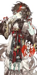 Rule 34 | 1girl, brown hair, chinese clothes, cup, highres, holding, holding cup, looking at viewer, multicolored hair, original, red hair, solo, watermark, weibo 7466063422, weibo watermark