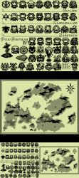 barbara_(pixiv_fantasia) bow-wow game_boy game_boy_(original) gizan green_theme handheld_game_console happiness_(pixiv_fantasia) hieronymous lorette map mirowaju monochrome multiple_boys multiple_girls pixel_art pixiv_fantasia pixiv_fantasia_4 silmaria