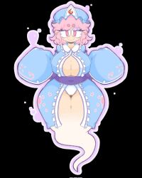 Rule 34 | 1girl, black background, blue headband, blue kimono, breasts, cleavage, closed mouth, commentary, full body, ghost tail, groin, hat, headband, highres, japanese clothes, kimono, large breasts, long sleeves, looking at viewer, mccum69, mob cap, pink eyes, pink hair, saigyouji yuyuko, sash, short hair, simple background, sleeves past fingers, sleeves past wrists, smile, solo, symbol-only commentary, touhou, triangular headpiece