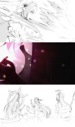 Rule 34 | 4girls, absurdres, bow (weapon), bronya zaychik, bronya zaychik (herrscher of reason), commentary, corset, elysia (herrscher of human: ego) (honkai impact), elysia (honkai impact), firing, from behind, halo, highres, holding, holding bow (weapon), holding weapon, honkai (series), honkai impact 3rd, kiana kaslana, kiana kaslana (herrscher of finality), long hair, mi (27782900), multiple girls, partially colored, raiden mei, raiden mei (herrscher of origin), smile, thumbnail collage, very long hair, weapon