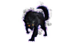 1other aura black_fur dark_aura full_body highres lycagon_the_nightslayer official_art open_mouth orange_eyes shangri-la_frontier solo transparent_background wolf