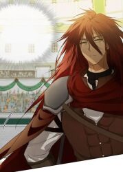 1boy armor fedri_rovenin people red_hair serious the_golden-haired_summoner yellow_eyes