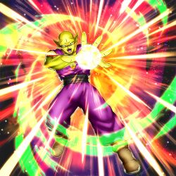 1boy absurdres black_eyes colored_skin dragon_ball dragon_ball_legends dragon_ball_super dragon_ball_super_super_hero green_skin highres ki_blast muscular muscular_male official_art piccolo serious solo