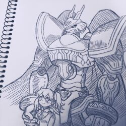 Rule 34 | aiba ami, alphamon, blue eyes, digimon, digimon (creature), digimon story: cyber sleuth, goggles, goggles on head, long hair, red hair, sidetail, traditional media
