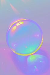 Rule 34 | 23i2ko, absurdres, bubble, gradient background, highres, lens flare, light particles, no humans, original, painterly, rainbow gradient, reflective surface, simple background, soap bubbles, still life