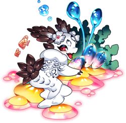 air_bubble animal baba_(dragon_village) baba_(sea_rabbit)_(dragon_village) blush bubble closed_eyes coral dragon dragon_village_(series) dragon_village_collection egg fish game_cg looking_at_viewer lowres neck_fur no_humans official_art red_eyes sea_bunny third-party_source transparent_background