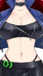 Rule 34 | 1girl, animated, audible music, bouncing breasts, breasts, choker, cleavage, collarbone, hair ornament, highres, jacket, large breasts, long hair, mashima hiro, midriff, music, nail polish, navel, official art, otomori kyo, red hair, revealing clothes, skirt, solo, sound, tagme, thigh strap, thighhighs, video, virtual youtuber