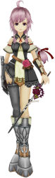 1girl 3d claves female_focus flower highres long_image pink_flower pink_rose rose simple_background solo tall_image trusty_bell white_background