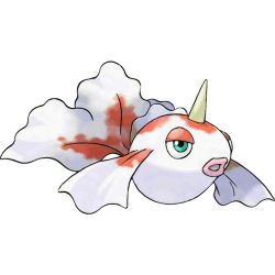 blue_eyes creatures_(company) game_freak gen_1_pokemon goldeen horns lips nintendo official_art pokemon pokemon_(creature) single_horn sugimori_ken