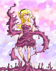 Rule 34 | 1girl, ben 10, ben 10: omniverse, black hairband, clover-karin, dress, freckles, hairband, highres, lucy mann, medium hair, pink dress, shirt, smile, solo, tongue, tongue out, white shirt