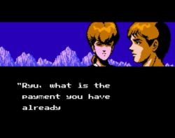 1boy 1girl animated back brown_eyes brown_hair formal_clothes game_console hetero irene_lew kiss nes ninja ninja_gaiden ryu_hayabusa sound sun sunrise sword tree video weapon