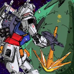 artist_request elmeth gun gundam lowres mecha mobile_suit_gundam oekaki robot rx-78-2_gundam space weapon