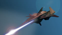 absurdres ace_combat adf-01_falken airborne_laser aircraft airplane bandai_namco blue_laser breath_weapon cannon cloud directed-energy_weapon energy energy_beam energy_cannon energy_weapon fighter_aircraft fighter_jet fu-auzu glowing highres laser laser_cannon laser_weapon lens_flare military military_vehicle mouth_beam no_humans open_mouth project_aces sky stealth_aircraft tactical_laser_system weapon weapon_focus