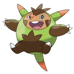 artist_request bright_pupils claws full_body gen_6_pokemon highres nintendo no_humans official_art open_mouth outstretched_arms pokemon pokemon_(creature) pokemon_focus pokemon_xy quilladin smile solo spread_arms teeth third-party_source transparent_background upper_teeth_only white_pupils