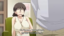 1boy 1girl 2020 20s age_difference animated arms_up ass blush bouncing_breasts breasts cheating_(relationship) closed_eyes cum cum_in_mouth cumdrip curly_hair fellatio glasses helping hitozuma_mitsu_to_niku housewife huge_ass large_breasts large_penis masturbation mature_female nipple_stimulation_through_clothes no_eyes no_pupils obasan_(hitozuma_mitsu_to_niku) older_female_and_younger_male open_mouth oral penis ponytail queen_bee_(animation_studio) rubbing sound standing stroking_cock surprised tagme teaching vest video yukio_(hitozuma_mitsu_to_niku)