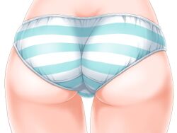 1girl ass ass_focus blue_panties close-up from_behind miratina original panties simple_background solo striped_clothes striped_panties underwear white_background