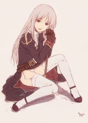 1girl belt chain female_focus garter_belt gloves long_hair nyaou panties priest priest_(ragnarok_online) priestess ragnarok_online solo thighhighs underwear white_panties white_thighhighs zettai_ryouiki
