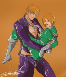 brother_and_sister brothers brown_hair charlyarts ikari_warriors jacket k&#039;_(kof) leather leather_jacket mercenary military_uniform siblings snk the_king_of_fighters the_king_of_fighters_xv whip_(kof) white_hair