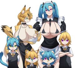 1boy 1futa 5girls absurdres aftersex akeno(itsnafulol) animal_ears apron baby bikini blonde_hair blush breast_sucking breastfeeding breasts carrying_baby carrying_person cat_ears cat_girl cat_tail cleavage dress evening_gown family furry futa_with_female futanari green_eyes hair_between_eyes hair_ornament hair_over_one_eye hair_ribbon height_difference highres huge_breasts if_they_mated interspecies lactation looking_at_viewer maid maid_apron maid_bikini maid_headdress meowdeer milk mother_and_daughter mother_and_son multicolored_hair multiple_girls ponytail pulchra_fellini ribbon size_difference smile swimsuit tail thick_thighs thighs twintails unconventional_maid white_fur wide_hips yellow_fur zenless_zone_zero