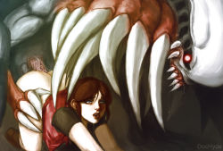 Rule 34 | 1girl, ass, bent over, bottomless, claire redfield, cum, dochyde, doggystyle, monster, resident evil, sex, sex from behind, vaginal, william birkin