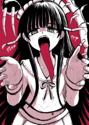 1girl artist_request long_tongue navel sharp_teeth tagme teeth tongue tongue_out