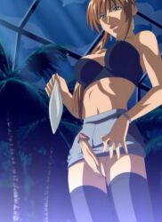 1futa bible_black bra earrings erection futanari greenhouse highres imari_kurumi imminent_penetration jewelry miniskirt night no_testicles panties penis ritual shin_bible_black side_ponytail skirt solo stitched thighhighs third-party_edit tree underwear unworn_panties
