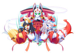 blue_eyes fox furry furry_female green_eyes looking_at_viewer open_mouth original red_eyes sakame_(ukan_muri) smile tsune-hime ukan_muri
