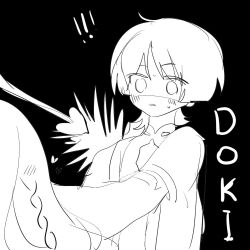 1boy 1girl 52601i ahoge arrow_(projectile) black_background blunt_ends blush bodysuit bridal_gauntlets genshin_impact heart heart_arrow hetero japanese_clothes kimono long_hair looking_at_another mandarin_collar monochrome nahida_(genshin_impact) open_clothes open_kimono outstretched_arm parted_lips romaji_text scaramouche_(genshin_impact) shaded_face short_sleeves sketch sweat