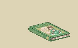 1girl :d animal animated animated_gif apple blinking blonde_hair blue_sky book bow brown_eyes dithering dress food fruit grass green_bow green_dress hairband holding holding_book idolmaster idolmaster_cinderella_girls looking_at_viewer morikubo_nono open_mouth oyuzaki_(ayuzaki) pixel_art simple_background sitting sky smile smoke solo squirrel tree waving