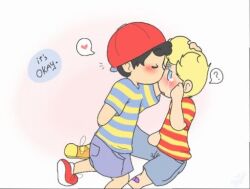 artist_request bad_tag black_hair blonde_hair child hat lucas_(mother_3) mother_(series) mother_2 mother_3 ness_(mother_2) nintendo red_hat shirt shota striped_clothes striped_shirt super_smash_bros. yaoi