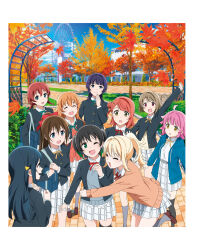 6+girls :d ;d ^_^ ahoge artbook asaka_karin asymmetrical_hair autumn autumn_leaves bag black_hair black_jacket black_thighhighs blazer blonde_hair blue_eyes blue_jacket blue_sky blunt_bangs blunt_ends bob_cut bow bowtie braid braided_bun brown_hair buttons cardigan closed_eyes collared_shirt day dress_shirt emma_verde freckles gradient_hair green_bow green_eyes green_hair green_ribbon grey_eyes grey_hair grey_skirt hair_between_eyes hair_bow hair_bun hair_ornament hair_ribbon hairclip highres hug hug_from_behind jacket konoe_kanata leaf long_hair long_sleeves looking_at_another love_live! love_live!_nijigasaki_high_school_idol_club low_twintails medium_hair miyashita_ai mole multicolored_hair multiple_girls nakasu_kasumi neck_ribbon nijigasaki_school_uniform non-web_source official_art one_eye_closed one_side_up open_mouth osaka_shizuku outdoors pink_eyes pink_hair plaid_clothes plaid_skirt pleated_skirt ponytail purple_hair red_bow red_bowtie red_ribbon ribbon school_uniform shirt short_hair short_ponytail sidelocks single_side_bun skirt sky smile socks swept_bangs tennoji_rina thighhighs tree twin_braids twintails two-tone_hair uehara_ayumu vest wavy_hair white_shirt white_skirt winter_uniform yellow_bow yellow_eyes yellow_ribbon yuki_setsuna