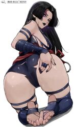 aelion_draws ass fingernails hand_on_own_ass huge_ass jewelry leg_belt leotard marvel marvel_rivals non-web_source parted_bangs presenting presenting_ass psylocke psylocke_(vengeance) purple_leotard sash toe_ring toeless_legwear torn_clothes waist_sash